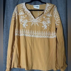 Boutique Mustard Embroidered Top